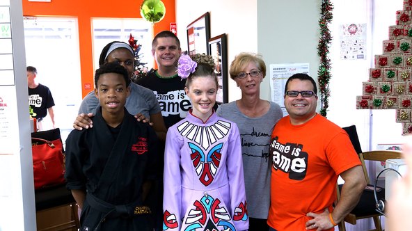 Akeem Tonge and Rory Cain with supporters, 2015 grant recipients
